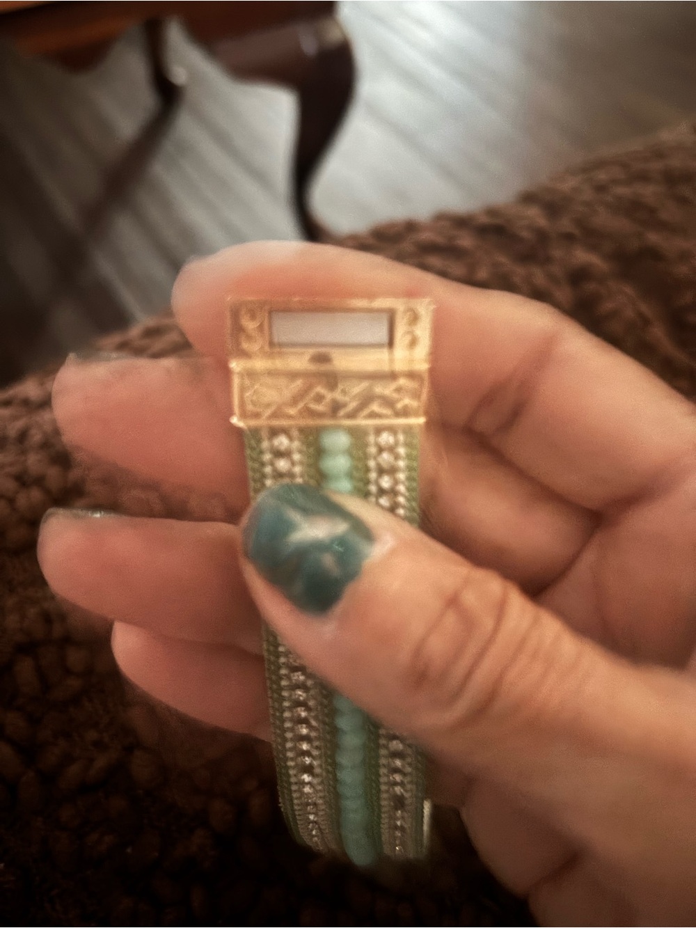 Turquoise Beaded Gold-Trim Bracelet - Picture 3 of 3